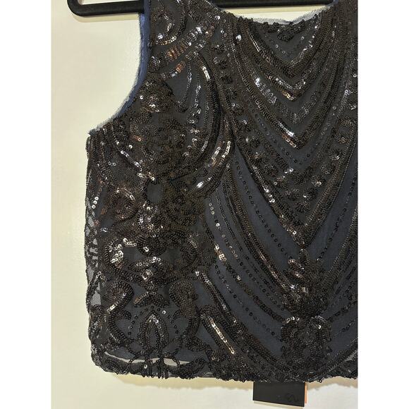 Le Superbe Supremes Cami Tank Size Small NWT Black Deco Sequins Lace Dressy - Picture 5 of 11
